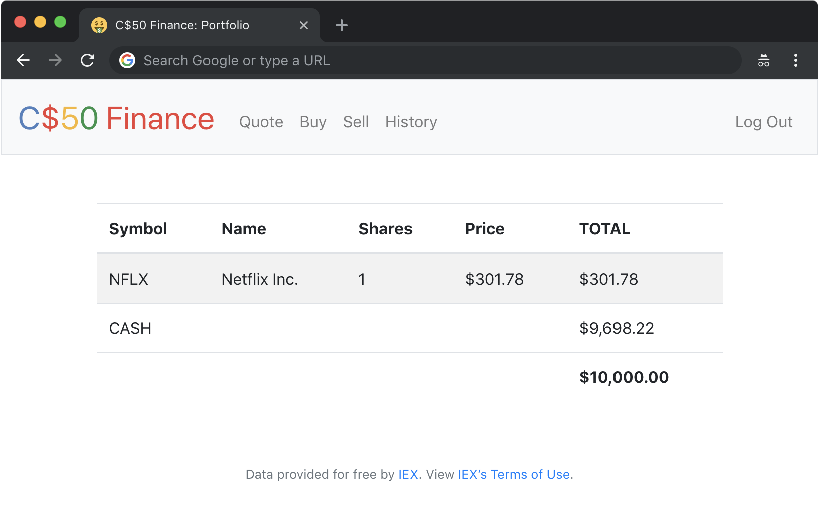 Screenshot showing the desired Finance user interface